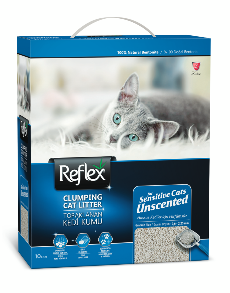 Reflex Sensitive Hassas Kediler İçin Parfümsüz Topaklanan Kedi Kumu 10 Lt