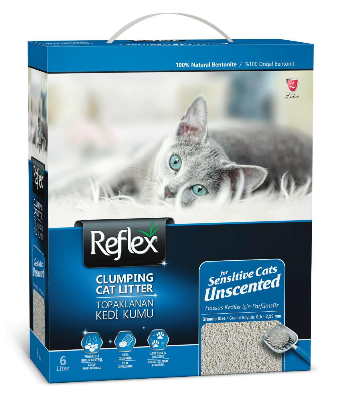 Reflex Sensitive Hassas Kediler İçin Parfümsüz Topaklanan Kedi Kumu 6 Lt