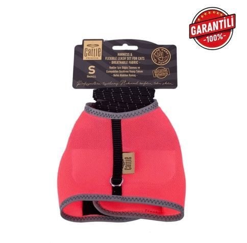CATTİE HAVALI DOKUMA KEDİ GÖĞÜS & GEZDİRME TAKIMI PEMBE 1X20-30CM