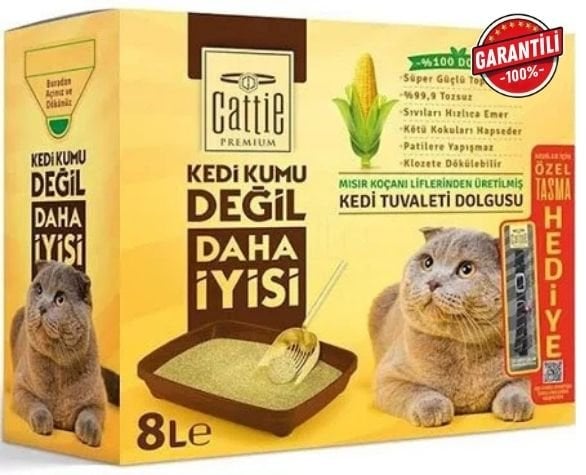CATTİE SÜPER TOPAKLANAN MISIR KOÇANI KEDİ TUVALETİ DOLGUSU 8LT