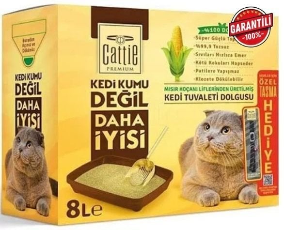 CATTİE SÜPER TOPAKLANAN MISIR KOÇANI KEDİ TUVALETİ DOLGUSU 8LT