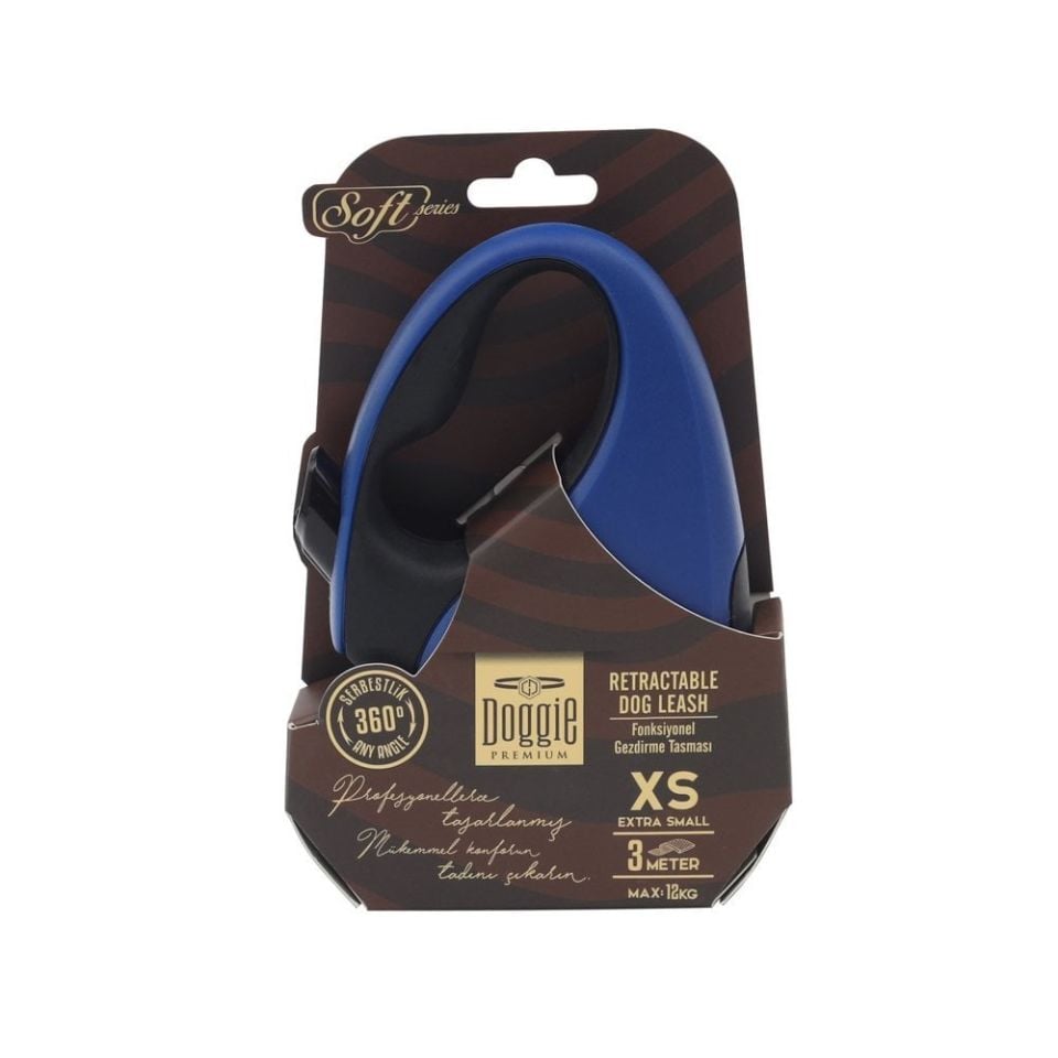 DOGGİE OTOMATİK UZATMA TASMASI SOFT SERİ ROYALMAVİ 12KG/3MT