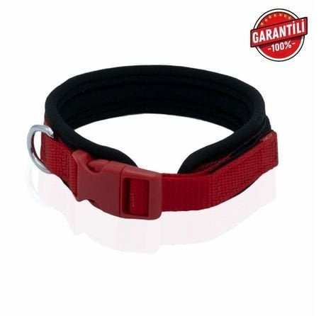DOGGİE HAVALI DOKUMA BOYUN TASMASI KIRMIZI 1,5X30-40CM
