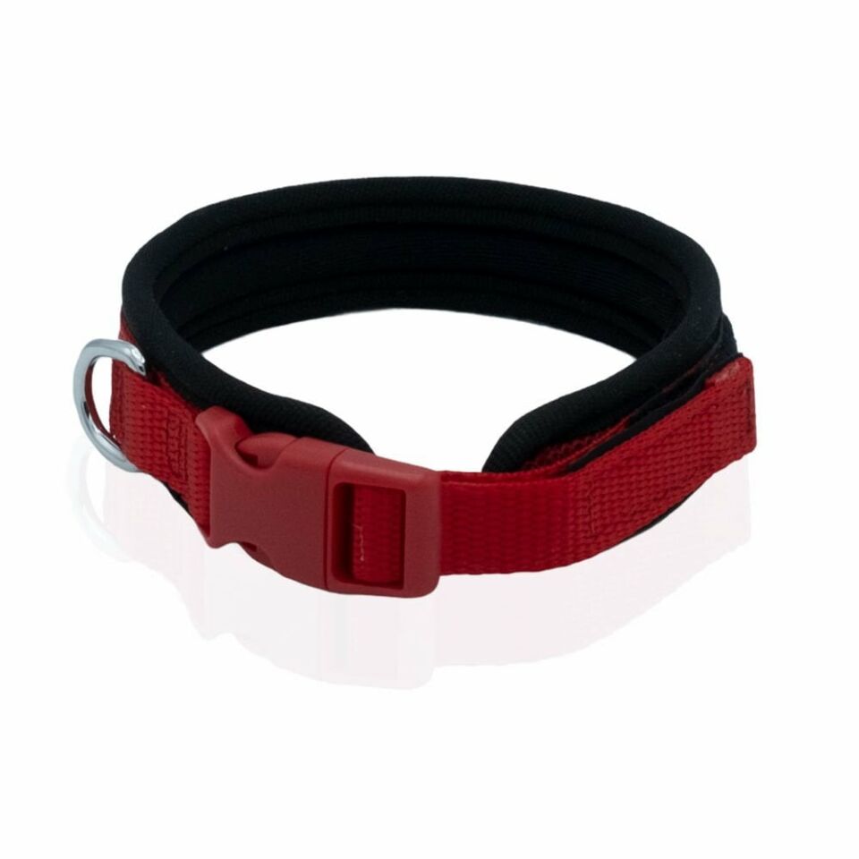 DOGGİE HAVALI DOKUMA BOYUN TASMASI KIRMIZI 1,5X30-40CM