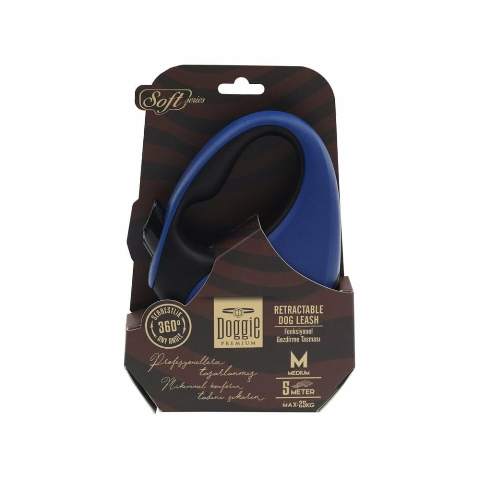 DOGGİE OTOMATİK UZATMA TASMASI SOFT SERİ ROYALMAVİ 25KG/5MT