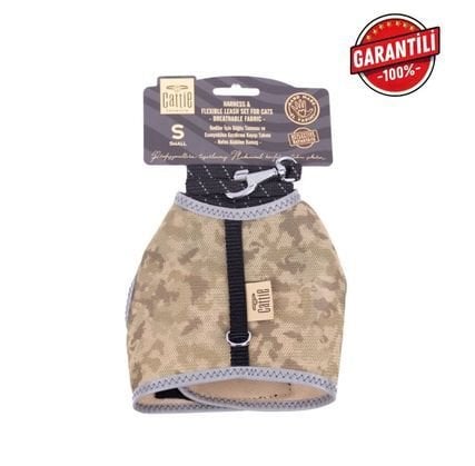 DOGGİE HAVALI DOKUMA KEDİ GÖĞÜS & GEZDİRME TAKIMI KAMUFLAJ 1X20-30CM