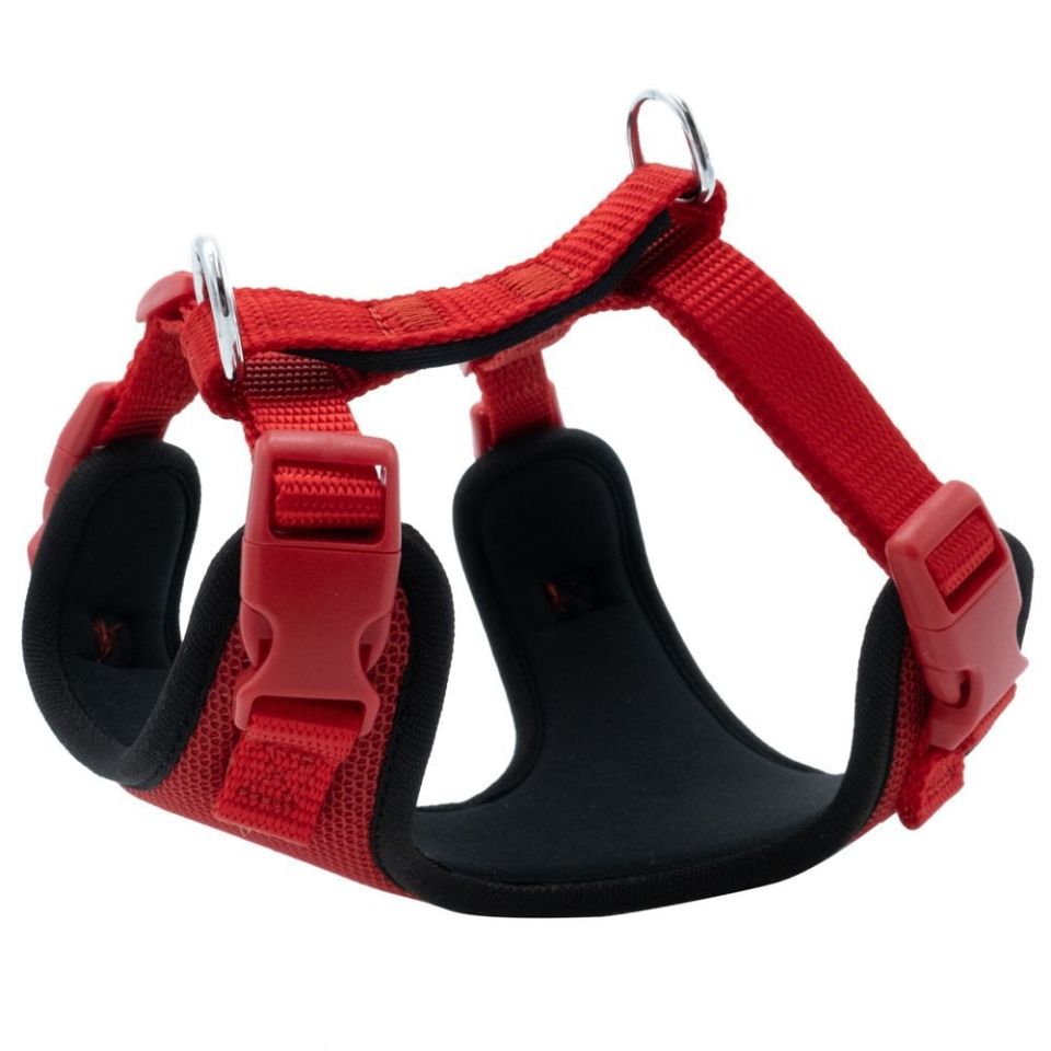 DOGGİE HAVALI DOKUMA GÖĞÜS TASMASI KIRMIZI 1,5X35-45CM