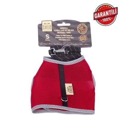 DOGGİE HAVALI DOKUMA KEDİ GÖĞÜS & GEZDİRME TAKIMI KIRMIZI 1X20-30CM