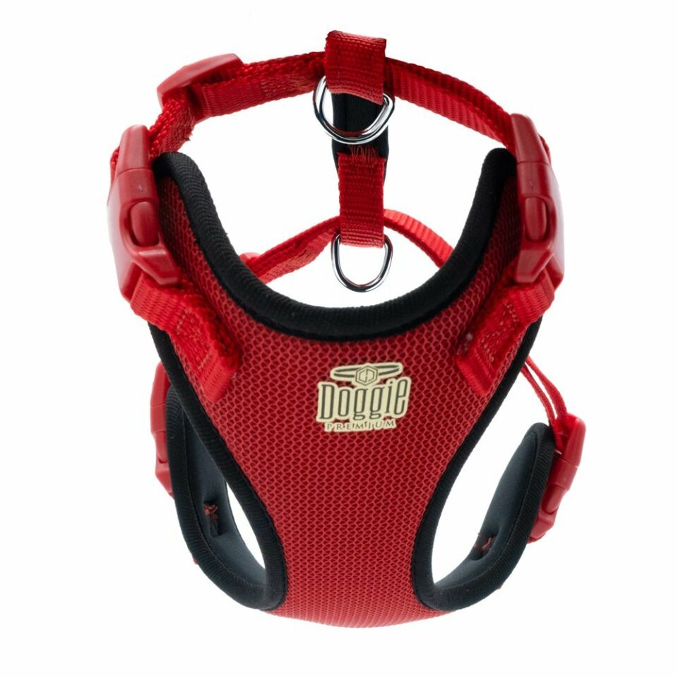 DOGGİE HAVALI DOKUMA GÖĞÜS TASMASI KIRMIZI 1,5X40-50CM
