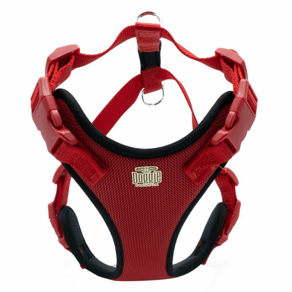 DOGGİE HAVALI DOKUMA GÖĞÜS TASMASI KIRMIZI 2X45-55CM