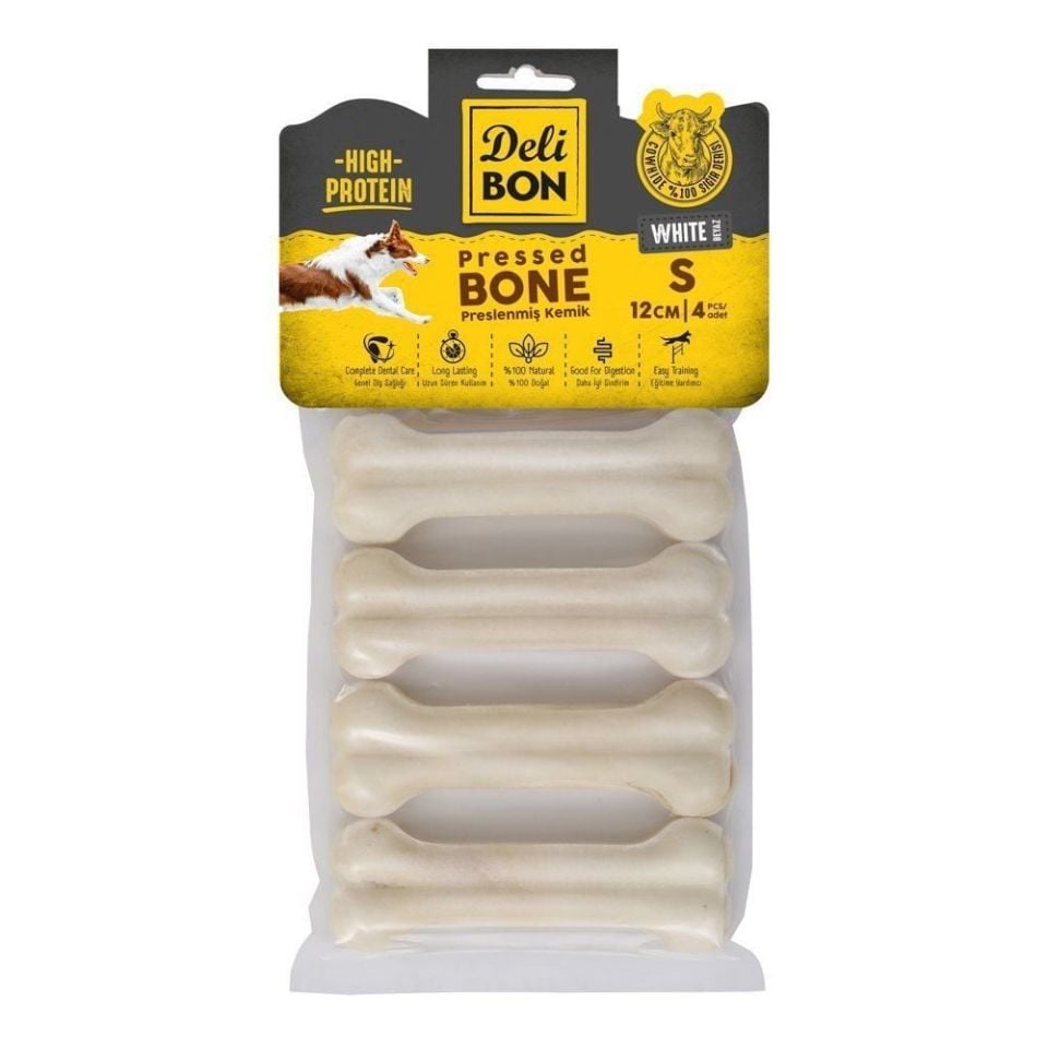 DELİBON DERİ PRES KEMİK 12CM S BOY 4LÜ PAKET BEYAZ 12CMX4AD.