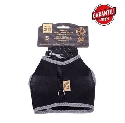 DOGGİE HAVALI DOKUMA KEDİ GÖĞÜS & GEZDİRME TAKIMI SİYAH 1X20-30CM