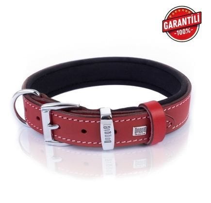 DOGGİE KONFOR DERİ BOYUN TASMASI KIRMIZI 2,5X37-45CM
