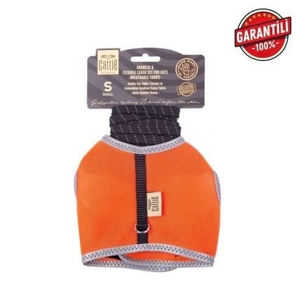 DOGGİE HAVALI DOKUMA KEDİ GÖĞÜS & GEZDİRME TAKIMI TURUNCU 1X20-30CM