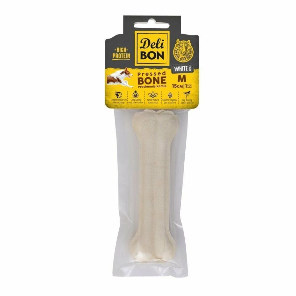 DELİBON DERİ PRES KEMİK 15CM M BOY 1Lİ PAKET BEYAZ 15CMX1AD.