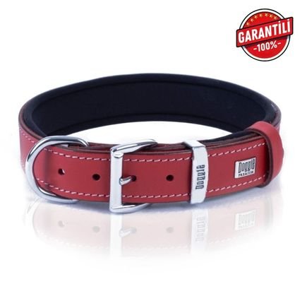 DOGGİE KONFOR DERİ BOYUN TASMASI KIRMIZI 3X42-50CM