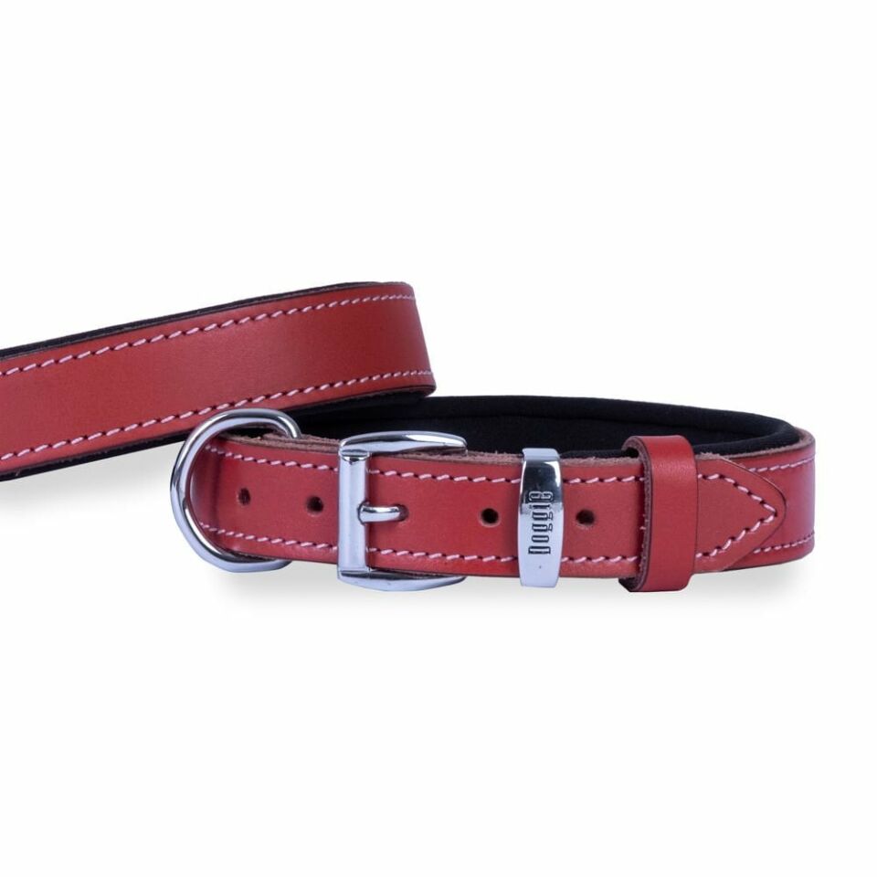 DOGGİE KONFOR DERİ BOYUN TASMASI KIRMIZI 3X42-50CM