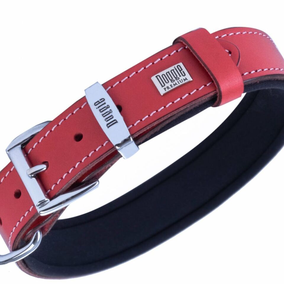 DOGGİE KONFOR DERİ BOYUN TASMASI KIRMIZI 3X42-50CM