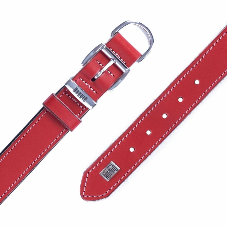 DOGGİE KONFOR DERİ BOYUN TASMASI KIRMIZI 3X42-50CM