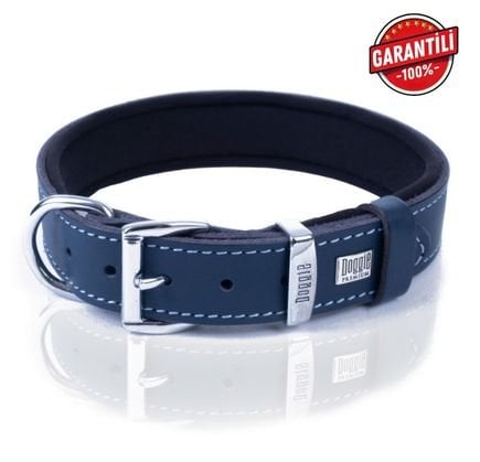 DOGGİE KONFOR DERİ BOYUN TASMASI ROYALMAVİ 3X42-50CM