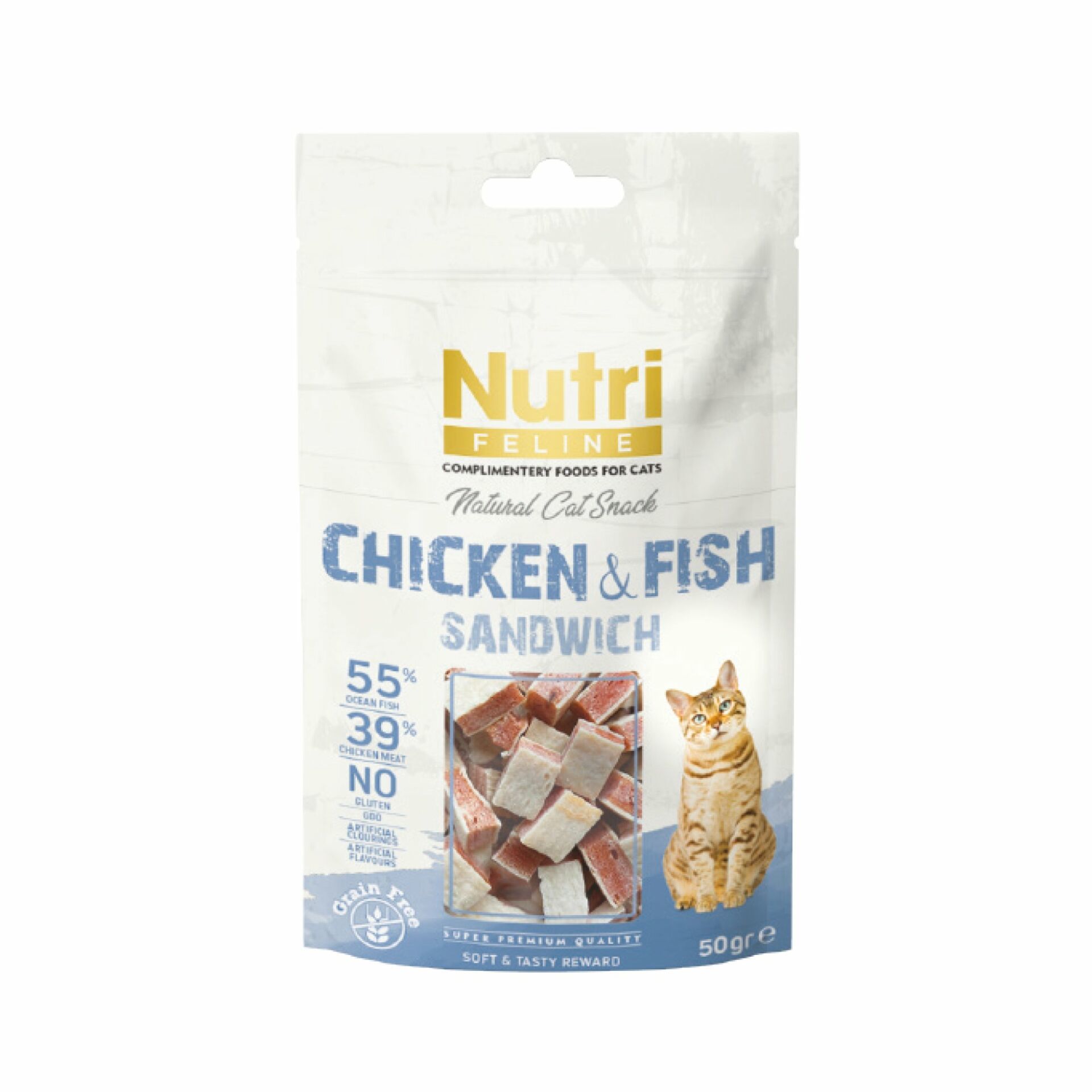 Nutri Tavuklu ve Okyanus Balıklı Tahılsız Sandviç Kedi Ödülü 50 Gr