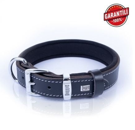 DOGGİE KONFOR DERİ BOYUN TASMASI SİYAH 2,5X37-45CM