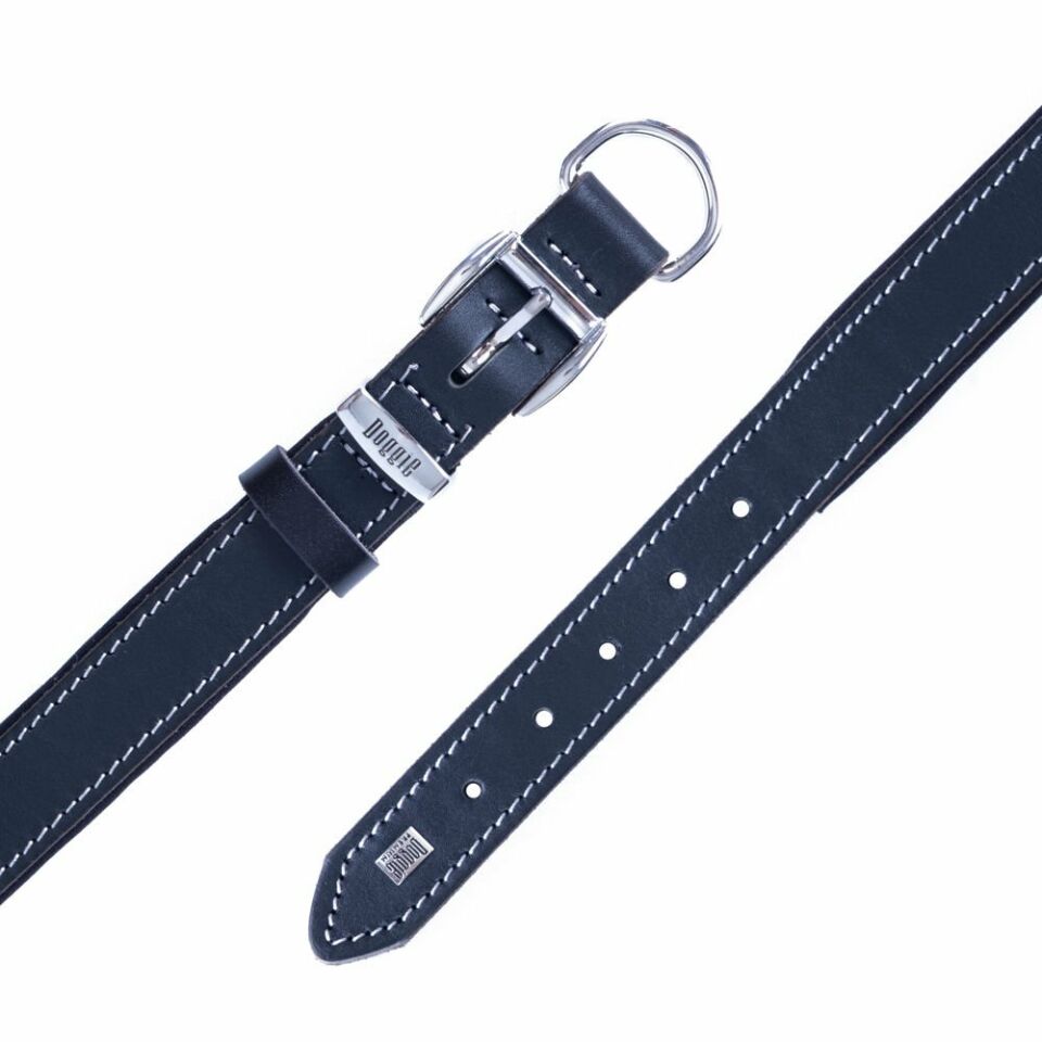 DOGGİE KONFOR DERİ BOYUN TASMASI SİYAH 2,5X37-45CM
