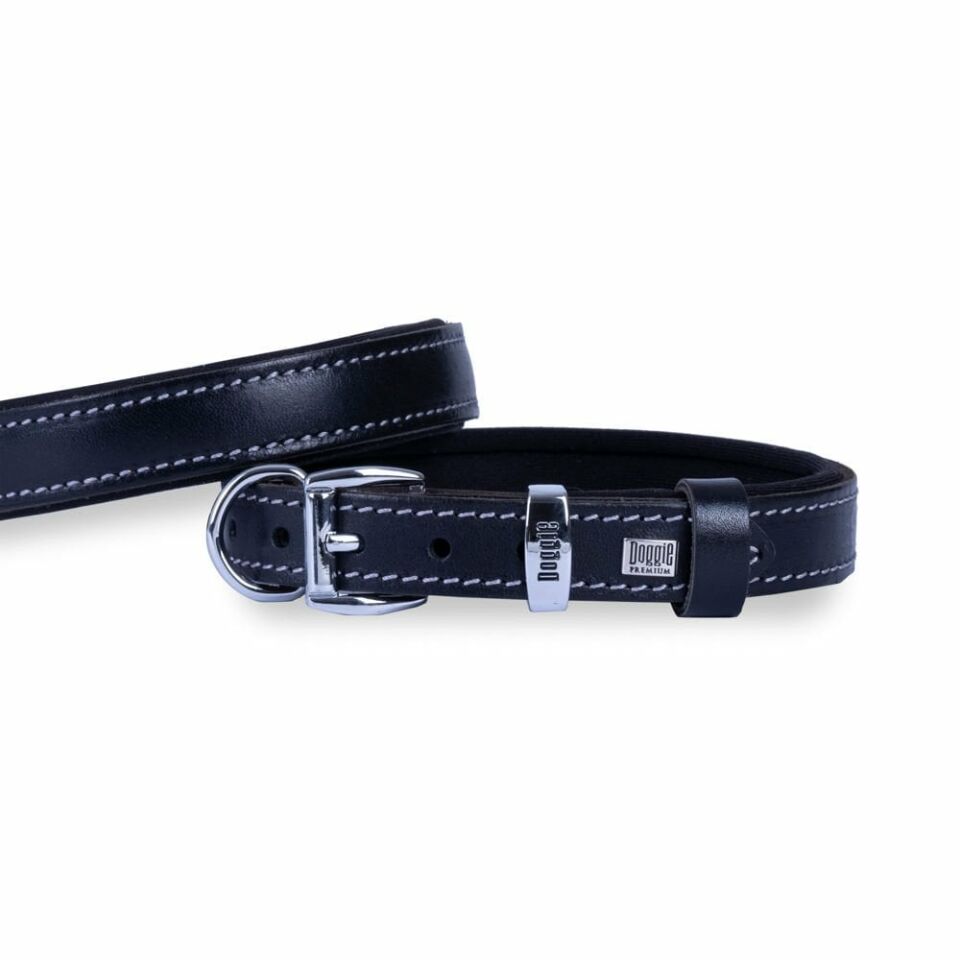 DOGGİE KONFOR DERİ BOYUN TASMASI SİYAH 2X30-35CM