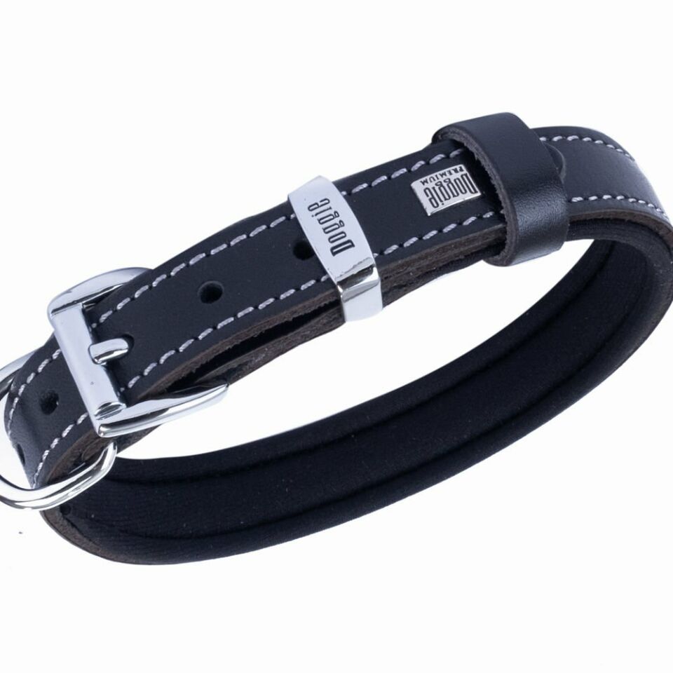 DOGGİE KONFOR DERİ BOYUN TASMASI SİYAH 2X30-35CM