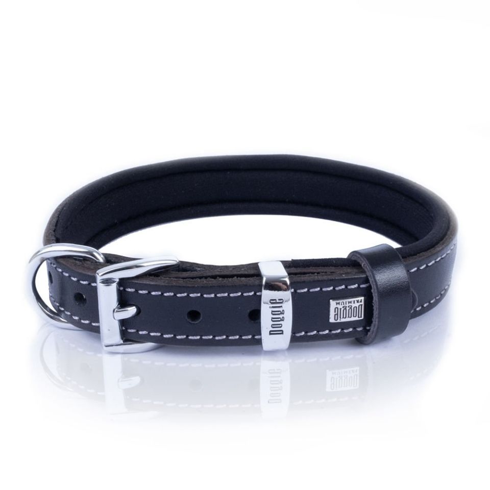 DOGGİE KONFOR DERİ BOYUN TASMASI SİYAH 2X30-35CM