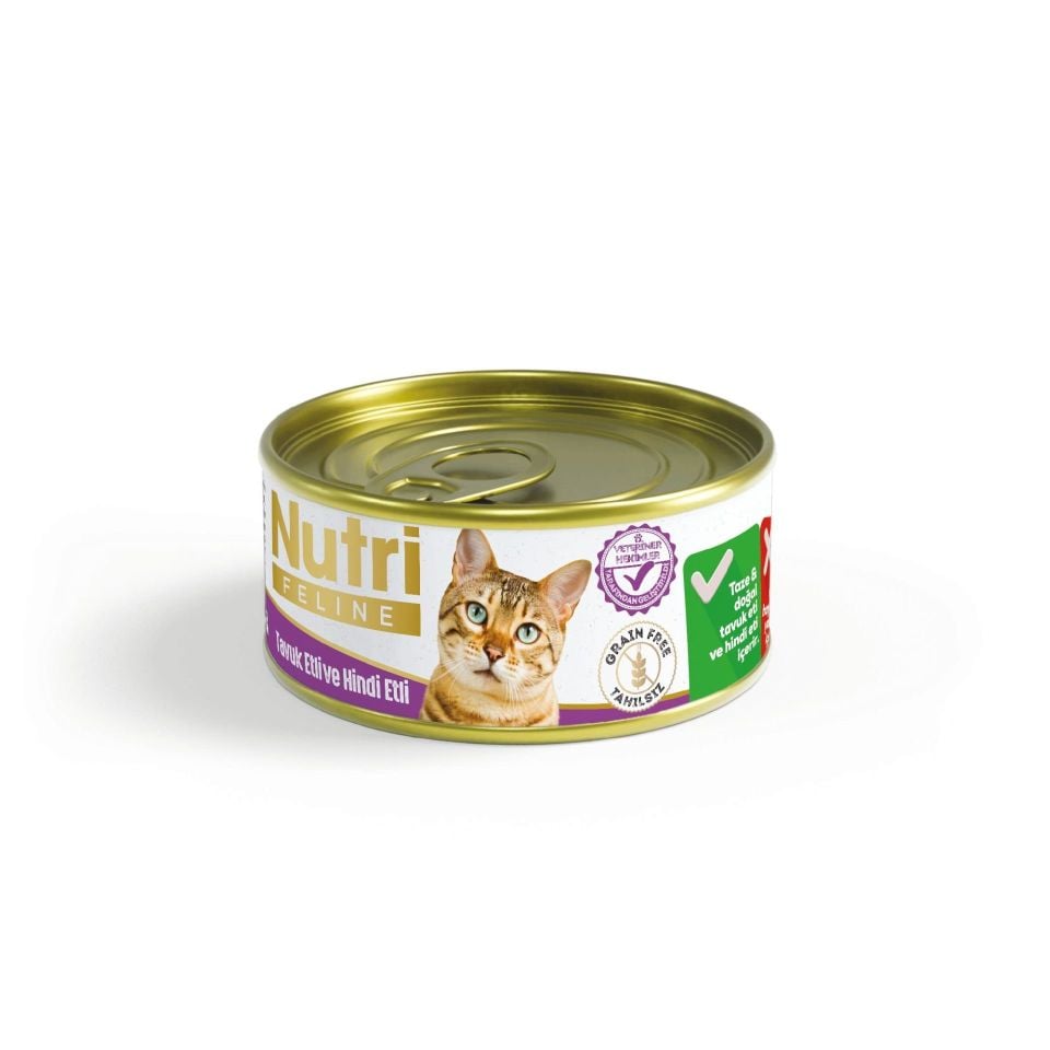 Nutri Tavuklu ve Hindili Tahılsız Konserve Yaş Kedi Maması 85 Gr