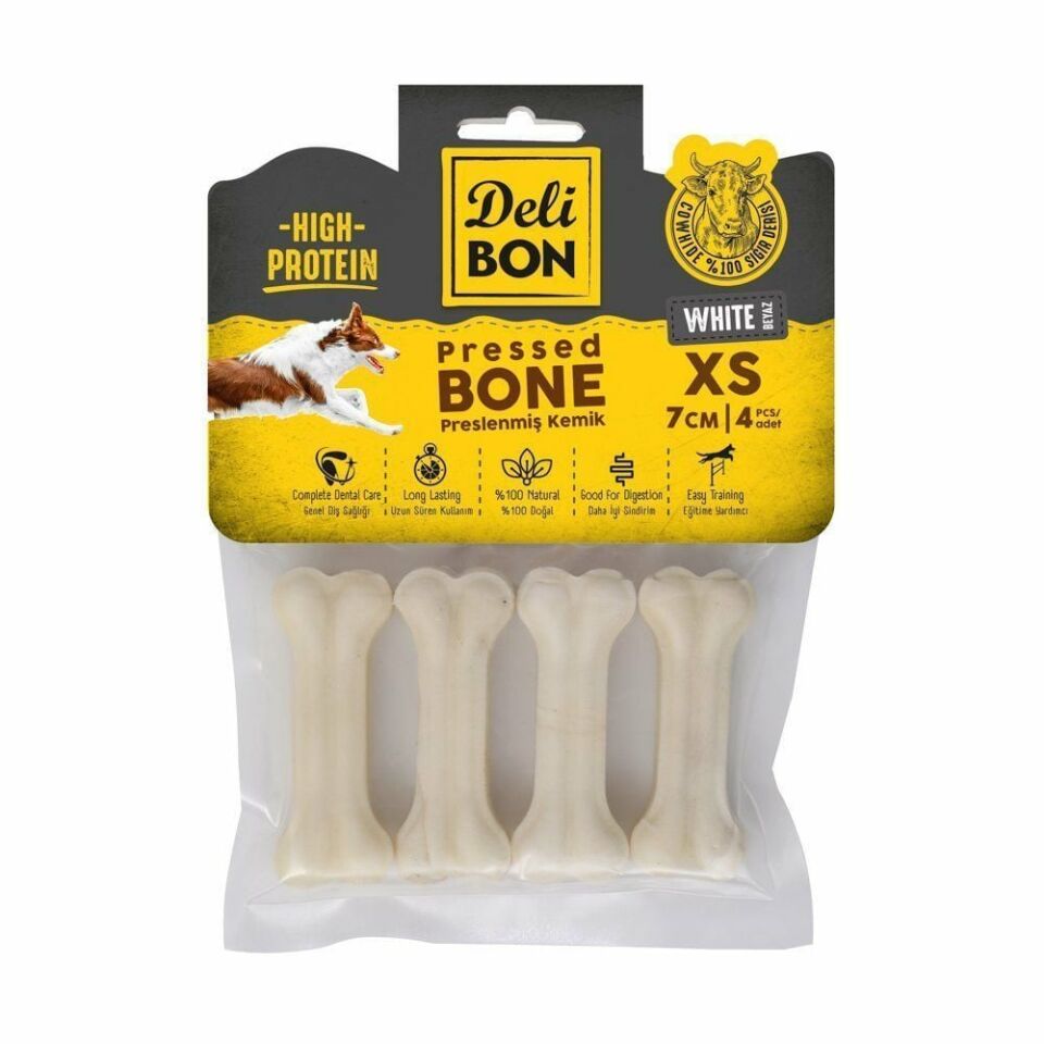 DELİBON DERİ PRES KEMİK 7CM XS BOY 4LÜ PAKET BEYAZ 7CMX4AD.
