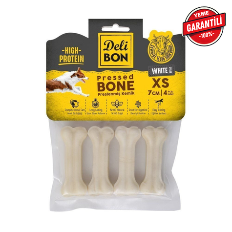 DELİBON DERİ PRES KEMİK 7CM XS BOY 4LÜ PAKET BEYAZ 7CMX4AD.