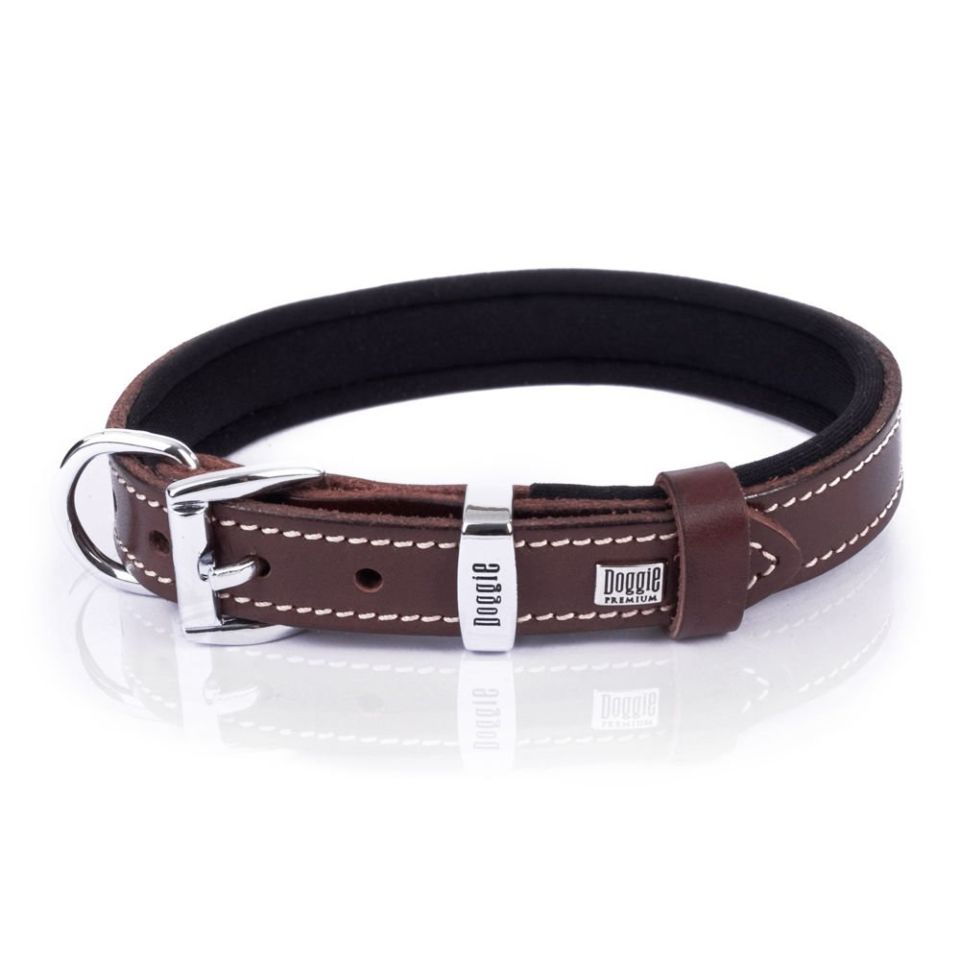 DOGGİE KONFOR DERİ KEMİK SÜSLÜ BOYUN TASMASI KAHVE 2X30-35CM