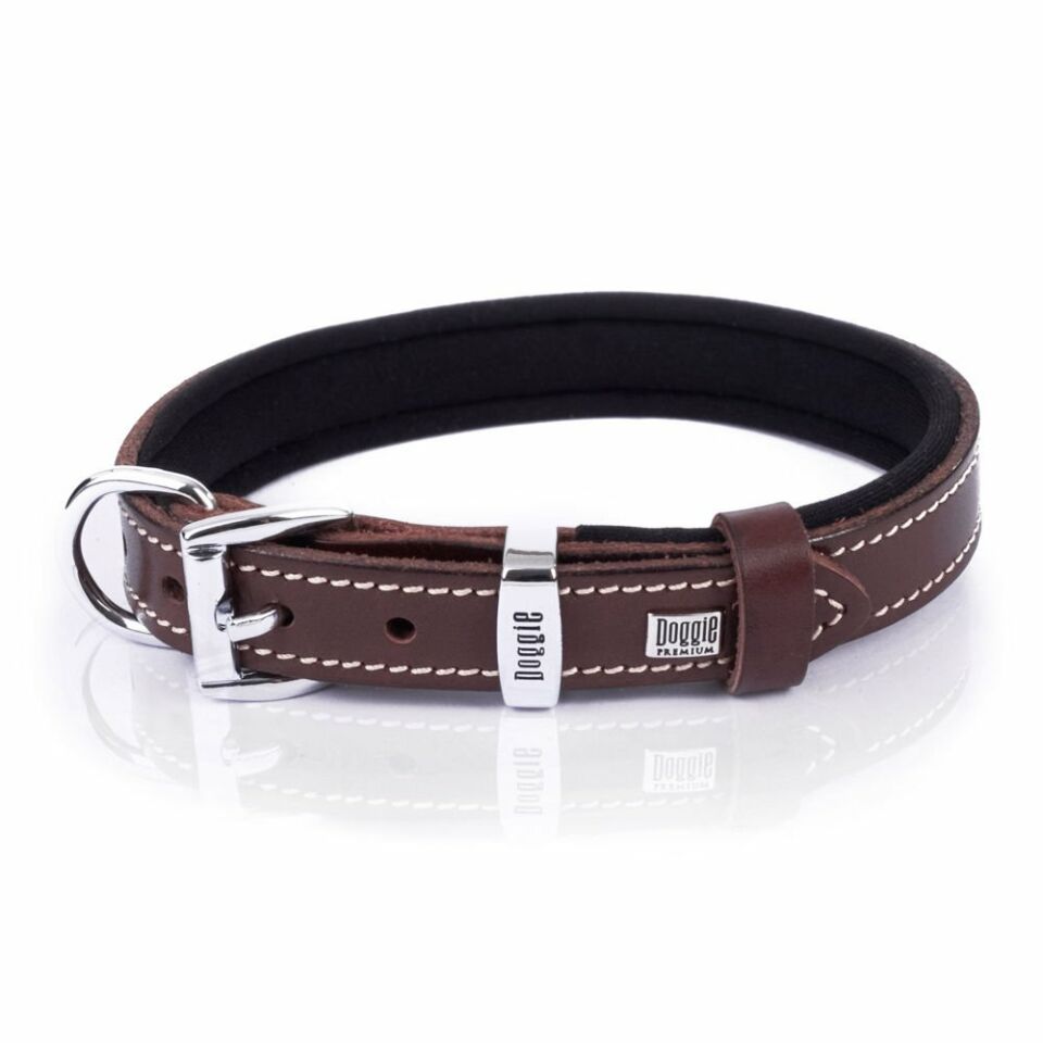 DOGGİE KONFOR DERİ KEMİK SÜSLÜ BOYUN TASMASI KAHVE 2X35-40CM