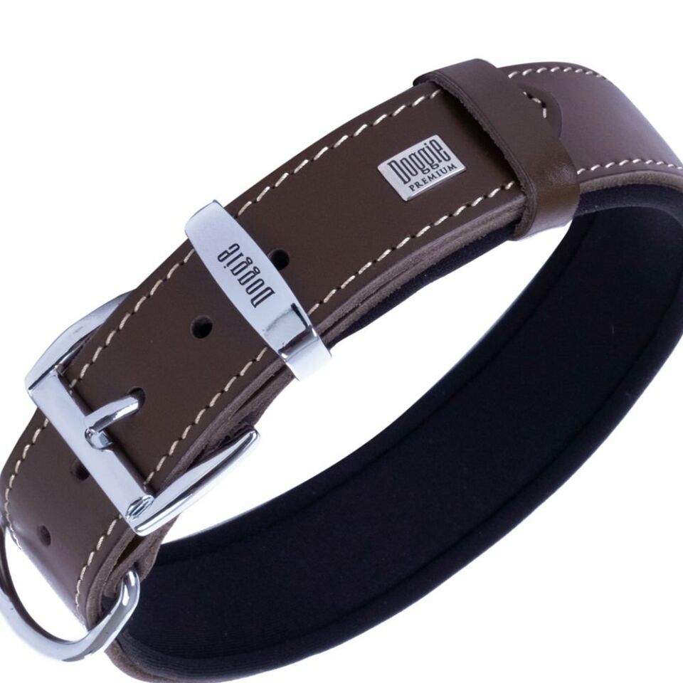 DOGGİE KONFOR DERİ KEMİK SÜSLÜ BOYUN TASMASI KAHVE 3X42-50CM