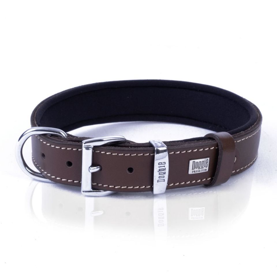 DOGGİE KONFOR DERİ KEMİK SÜSLÜ BOYUN TASMASI KAHVE 3X42-50CM