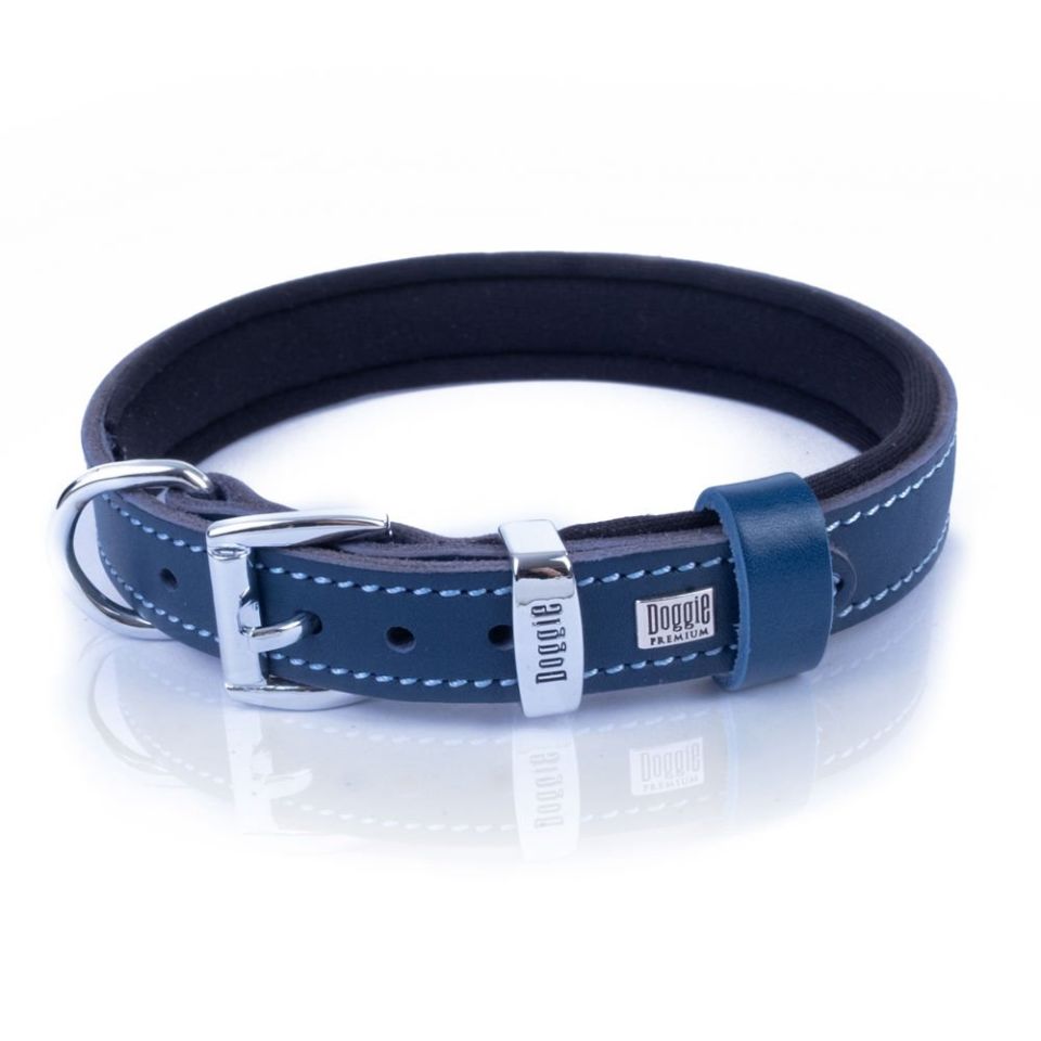 DOGGİE KONFOR DERİ KEMİK SÜSLÜ BOYUN TASMASI ROYALMAVİ 2X35-40CM