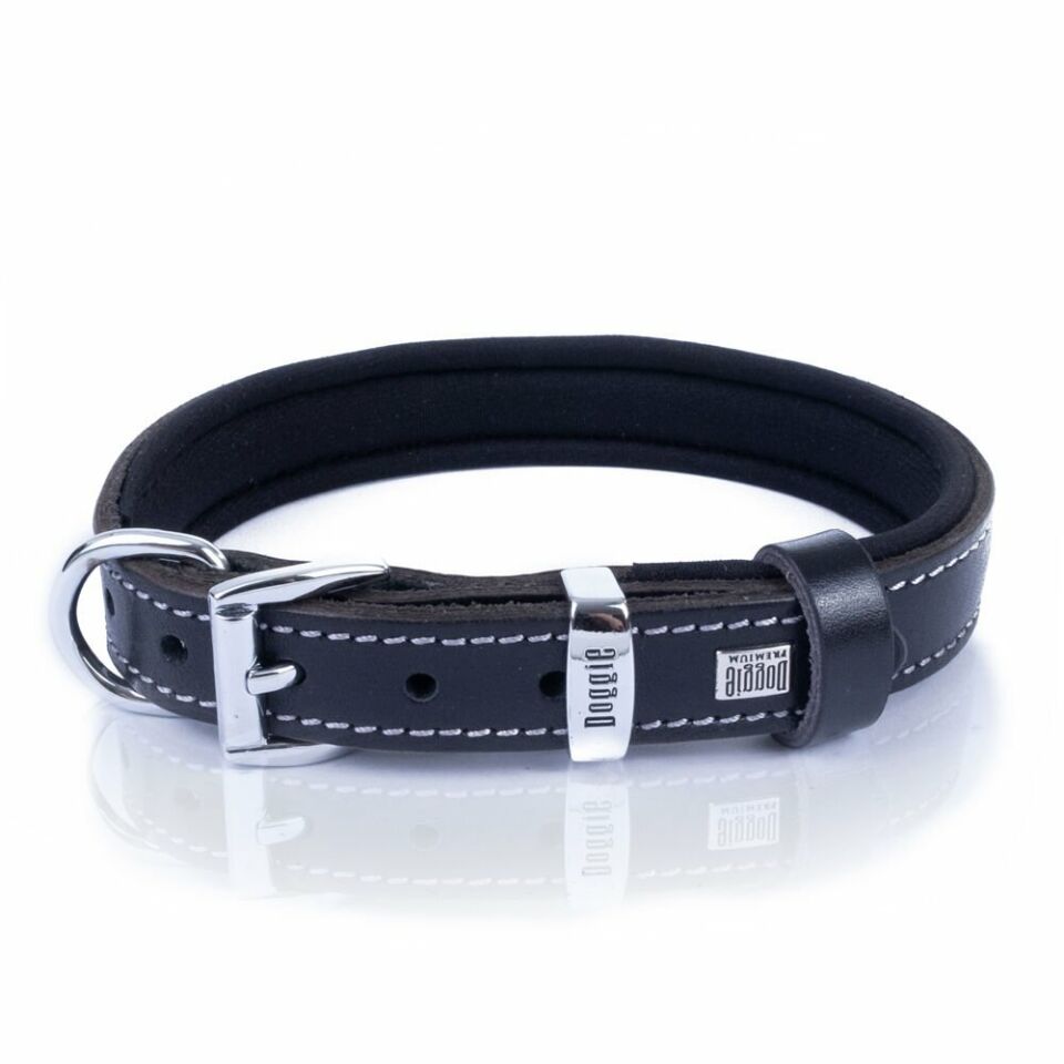 DOGGİE KONFOR DERİ KEMİK SÜSLÜ BOYUN TASMASI SİYAH 2X30-35CM