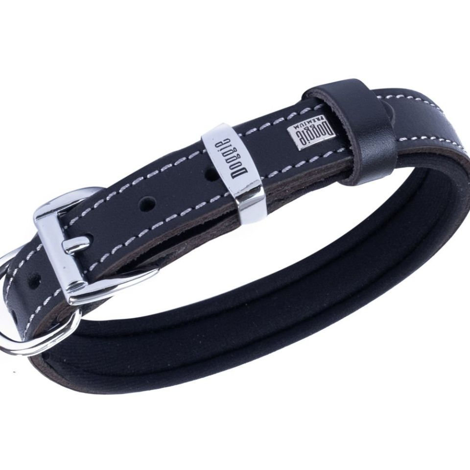 DOGGİE KONFOR DERİ KEMİK SÜSLÜ BOYUN TASMASI SİYAH 2X35-40CM