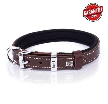 DOGGİE KONFOR DERİ NAZAR BONCUKLU BOYUN TASMASI KAHVE 2X35-40CM