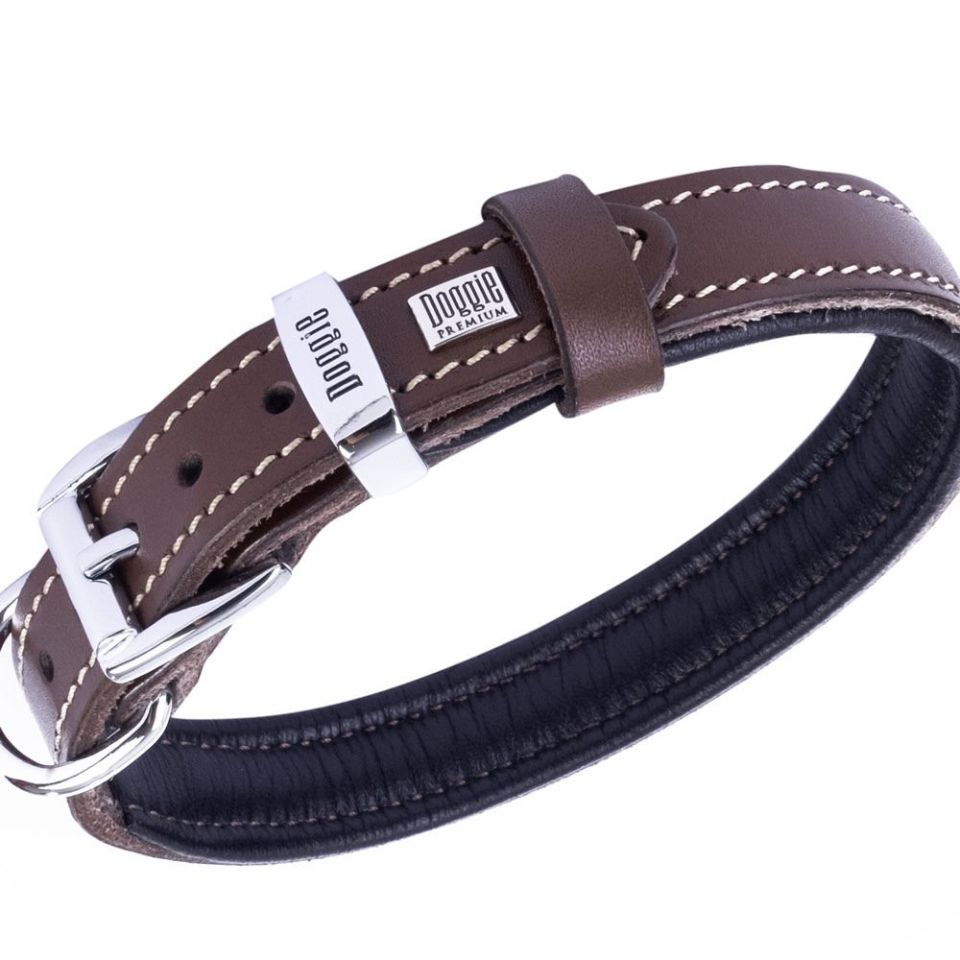 DOGGİE KONFOR DERİ NAZAR BONCUKLU BOYUN TASMASI KAHVE 2X35-40CM