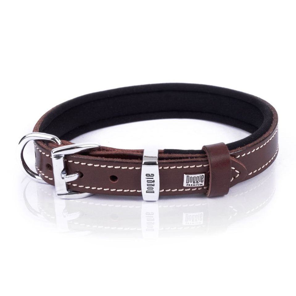 DOGGİE KONFOR DERİ NAZAR BONCUKLU BOYUN TASMASI KAHVE 2X35-40CM