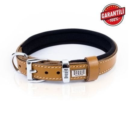DOGGİE KONFOR DERİ NAZAR BONCUKLU BOYUN TASMASI KAMEL 2X30-35CM