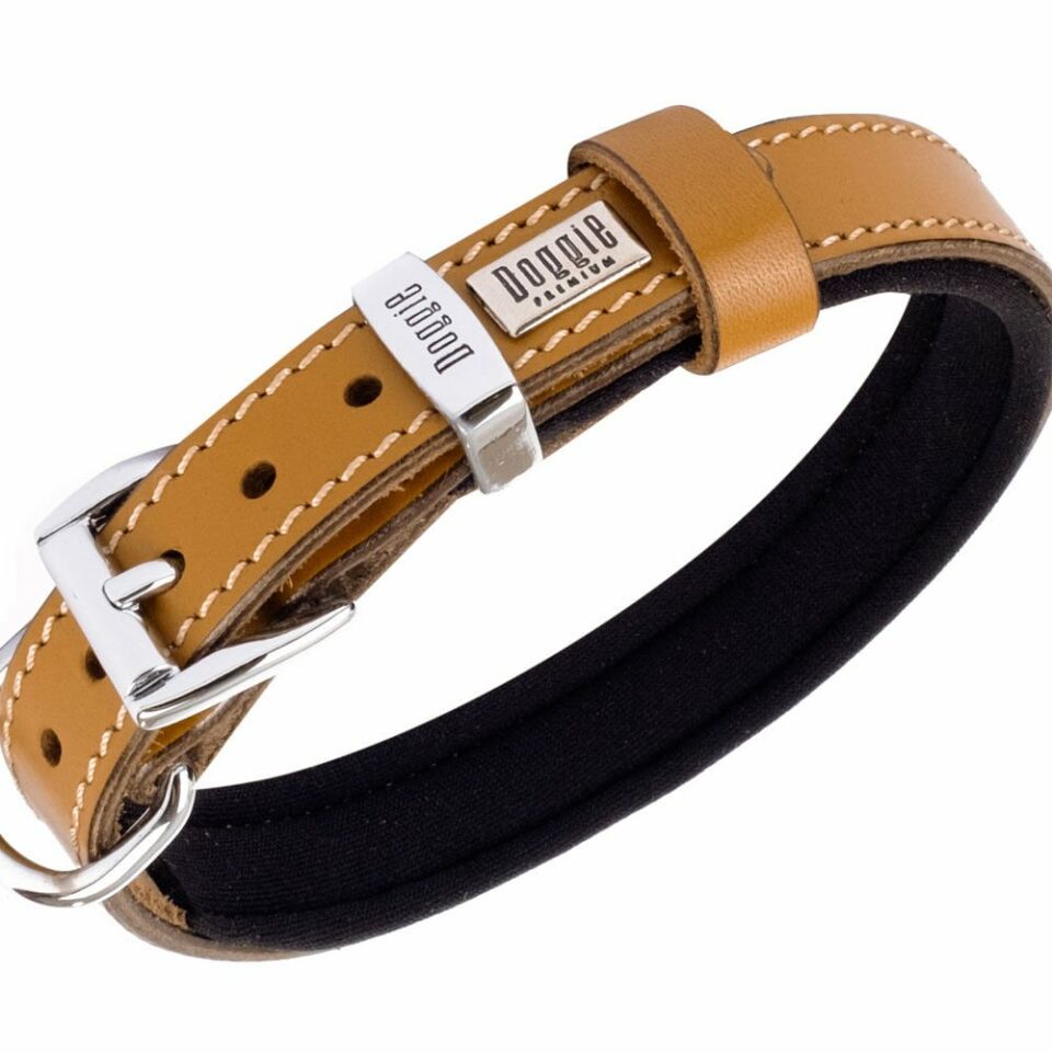DOGGİE KONFOR DERİ NAZAR BONCUKLU BOYUN TASMASI KAMEL 2X30-35CM