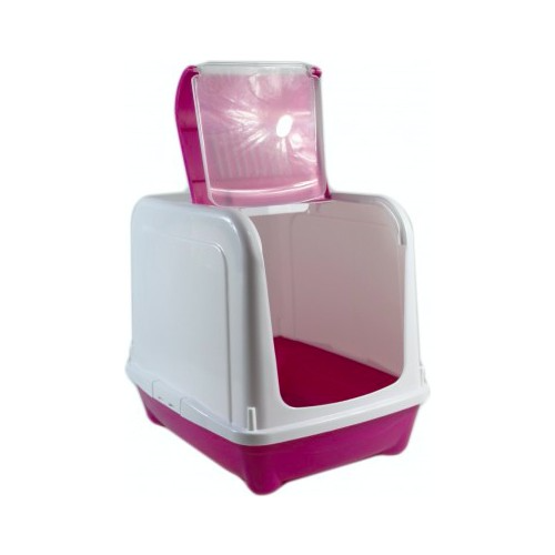 Pet Style Üst Açılım Kapalı Kedi Tuvaleti Pembe