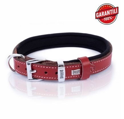 DOGGİE KONFOR DERİ NAZAR BONCUKLU BOYUN TASMASI KIRMIZI 2X30-35CM
