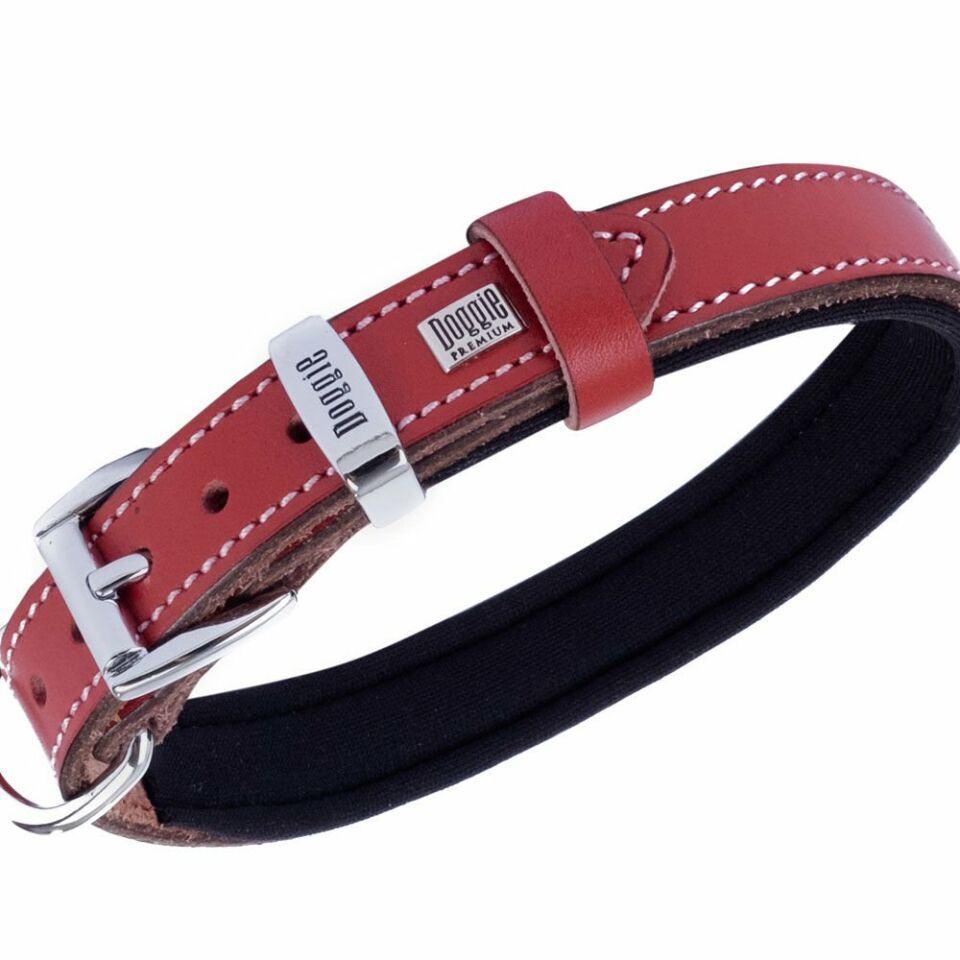 DOGGİE KONFOR DERİ NAZAR BONCUKLU BOYUN TASMASI KIRMIZI 2X30-35CM