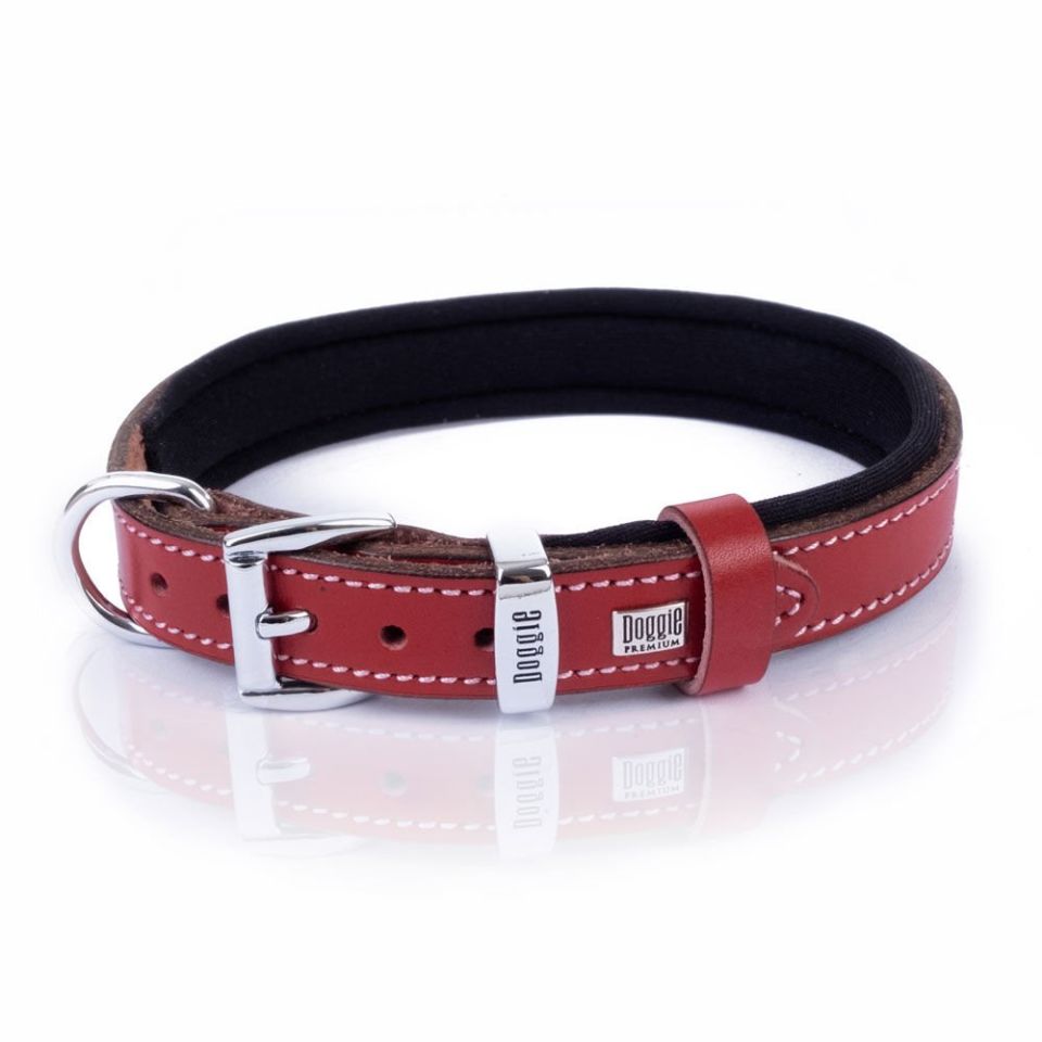 DOGGİE KONFOR DERİ NAZAR BONCUKLU BOYUN TASMASI KIRMIZI 2X30-35CM