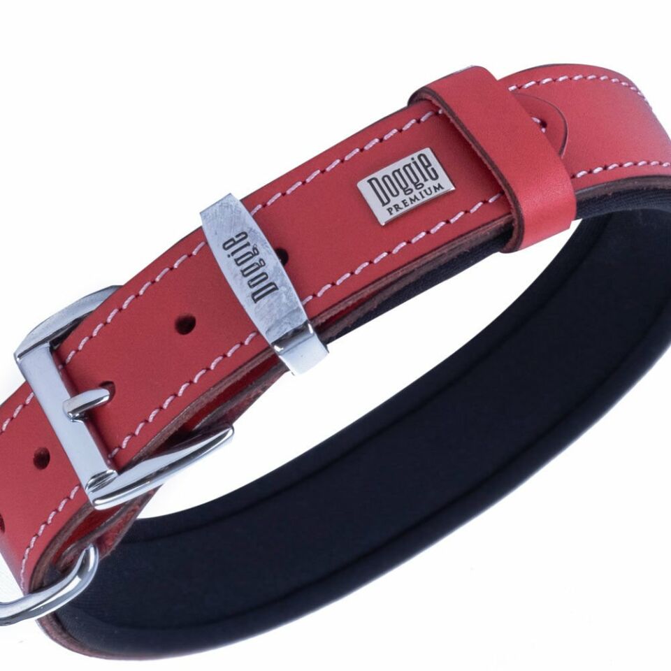 DOGGİE KONFOR DERİ NAZAR BONCUKLU BOYUN TASMASI KIRMIZI 3X42-50CM